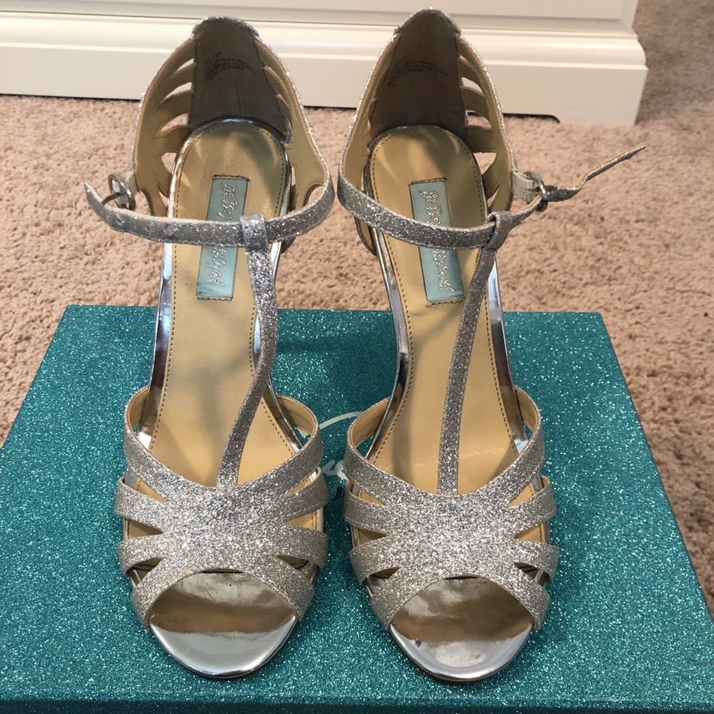 Sparkly silver heels